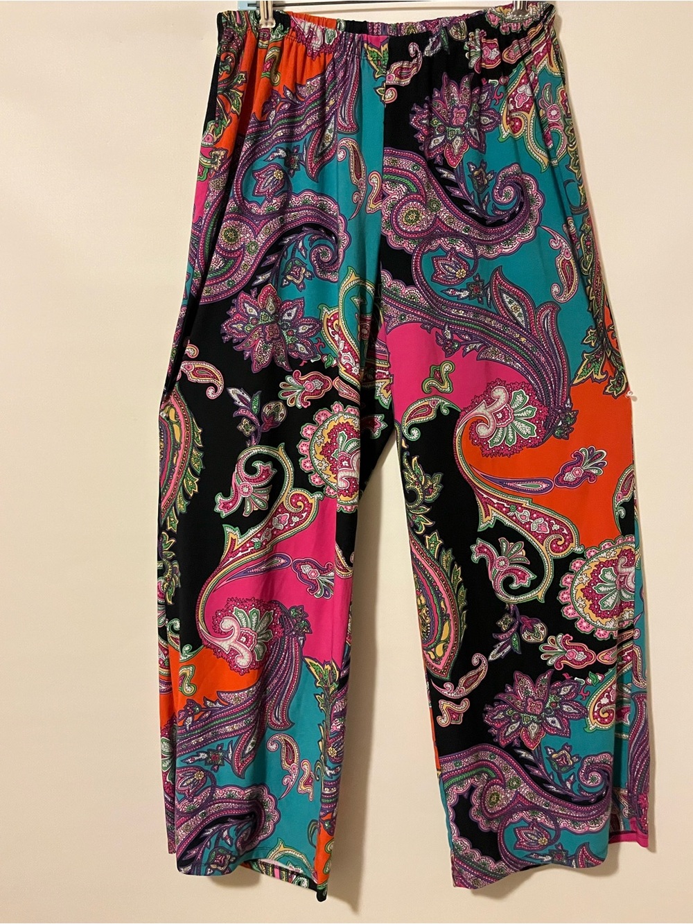 Mellisa Paige Multicolor Paisley Wide Leg Palazzo Pants Size 1X - Picture 2 of 6